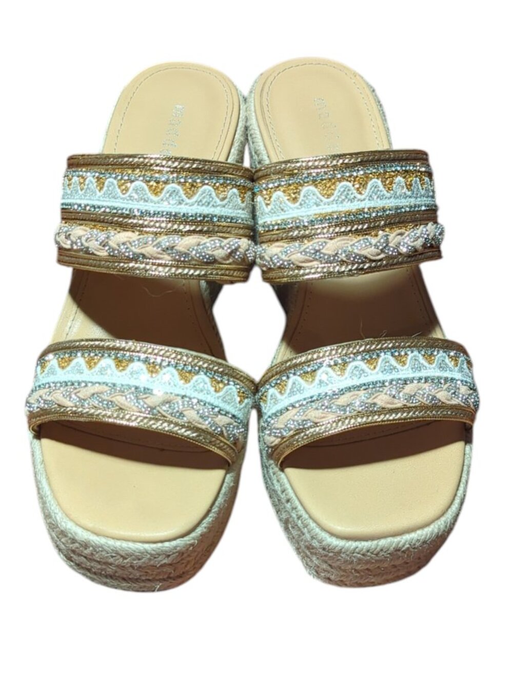 Madden Girl double-strap wedge slide sandals. Size 7
